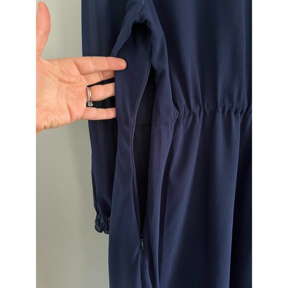 J Crew Factory | NWT | Mini dress with flounce hem | Navy | Sz 8 - Picture 9 of 13